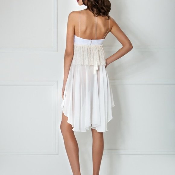 LACE & CHIFFON RUFFLE NIGHTDRESS - Picture 3 of 4